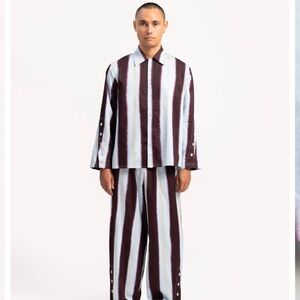 SUKU Home Elliot Placket Bold Cotton Striped Shirt Size 6 NWT